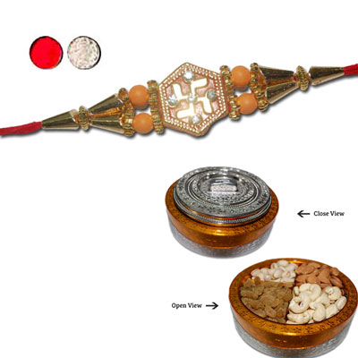 "Rakhi - FR- 8330 A (Single Rakhi),  Millionaire Dry Fruit Box - Code DFB9000 - Click here to View more details about this Product